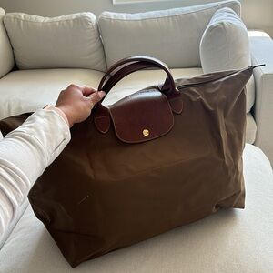 Longchamp le pillage extra large travel tote/duffle bag in green